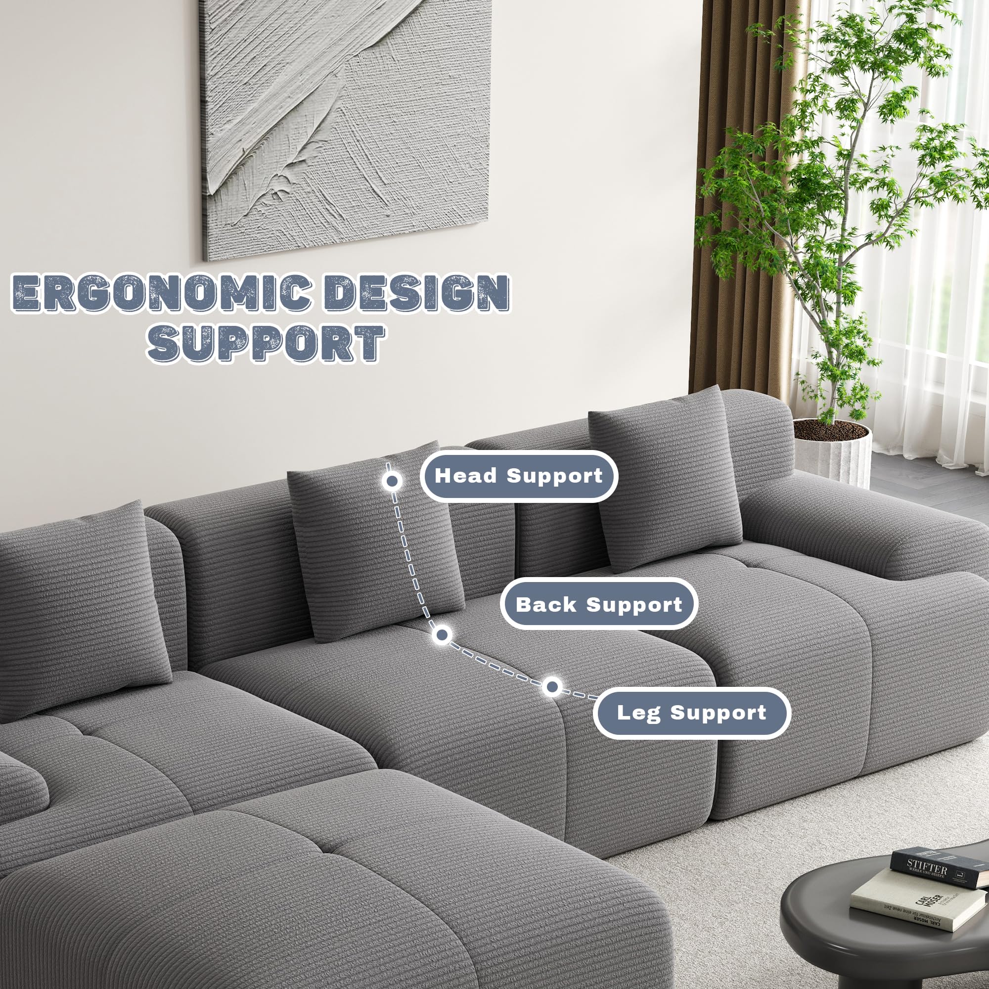 Cloud Modular Sectional Couch 120 Inch L-Shape