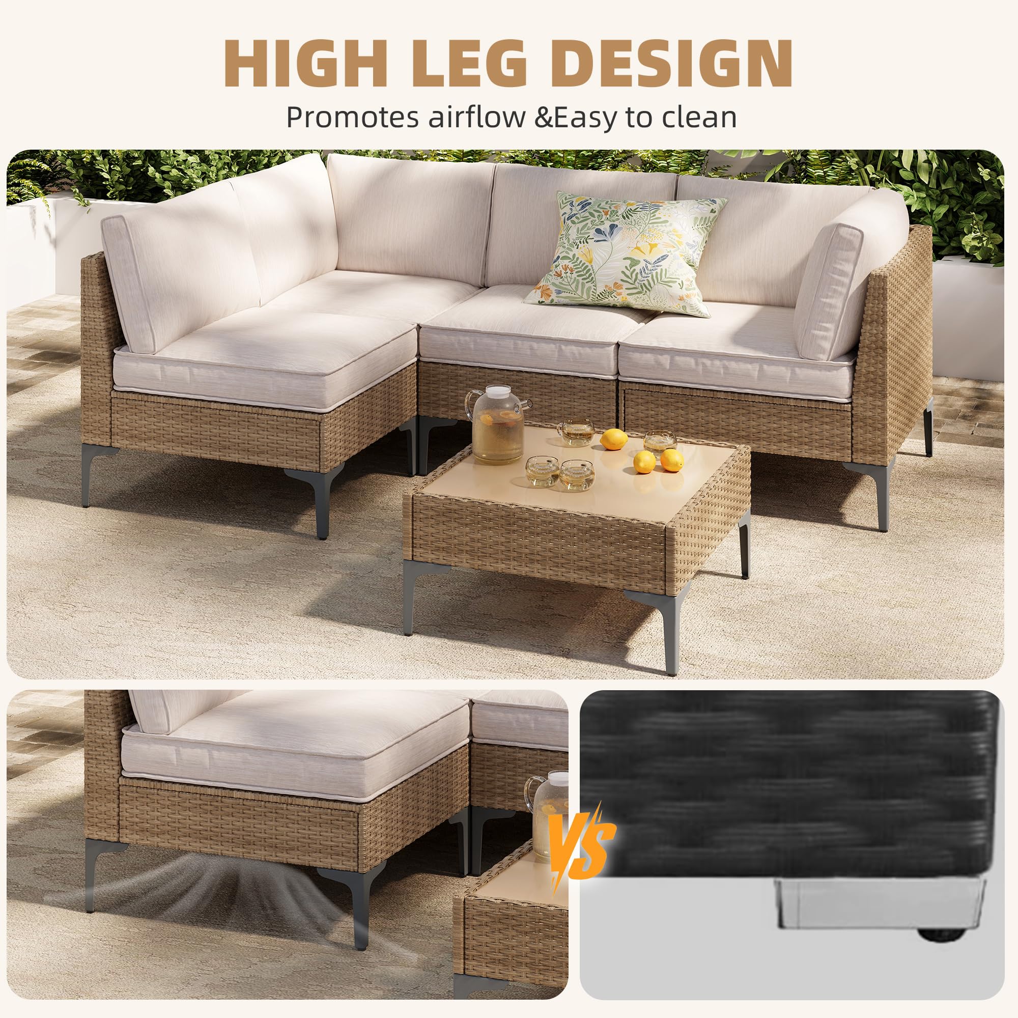 5-Piece Patio Furniture Set with Coffee Table