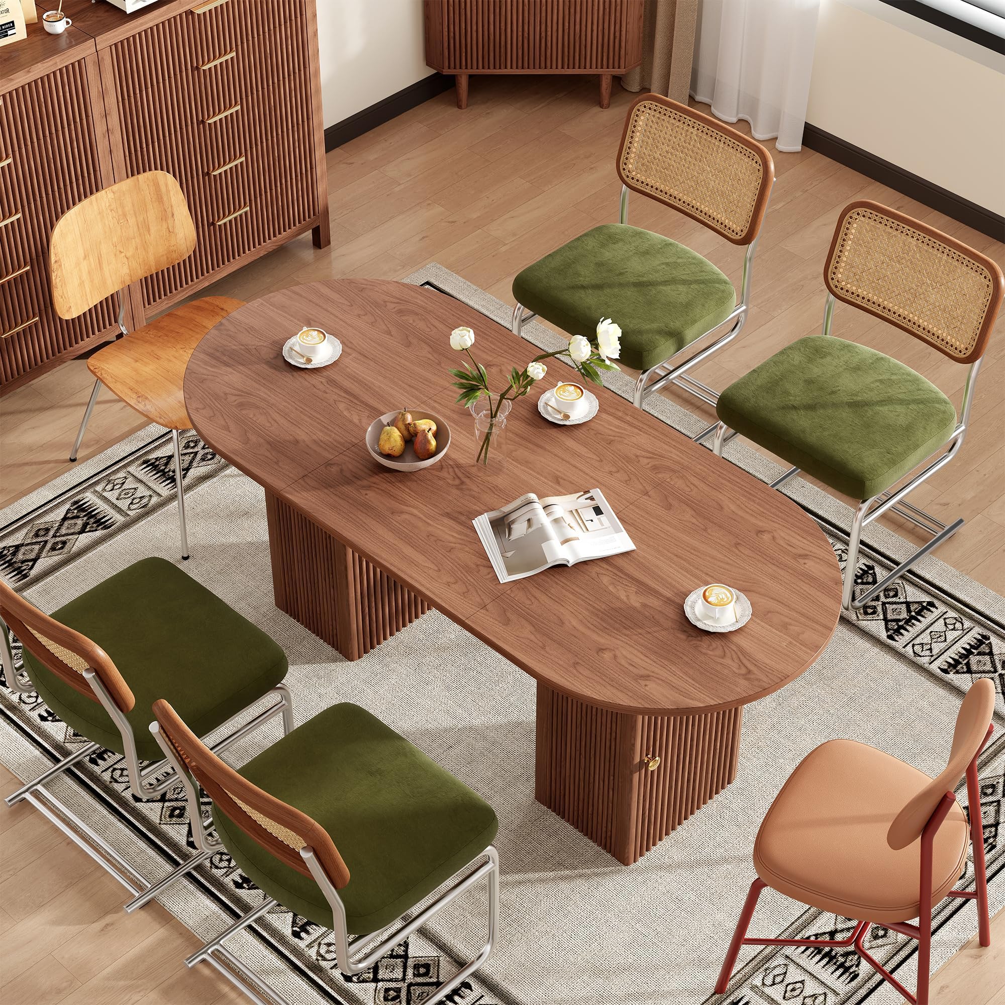 70.87 Inch Round Dining Table with Storage Shelf