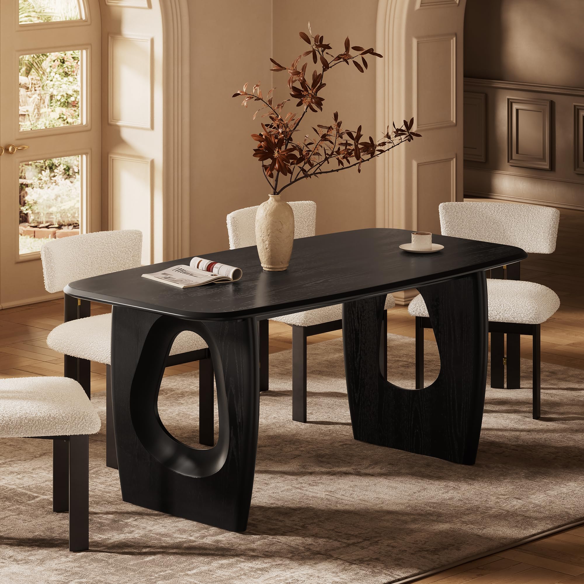 68 Inch Rectangle Dining Table with Pedestal Base