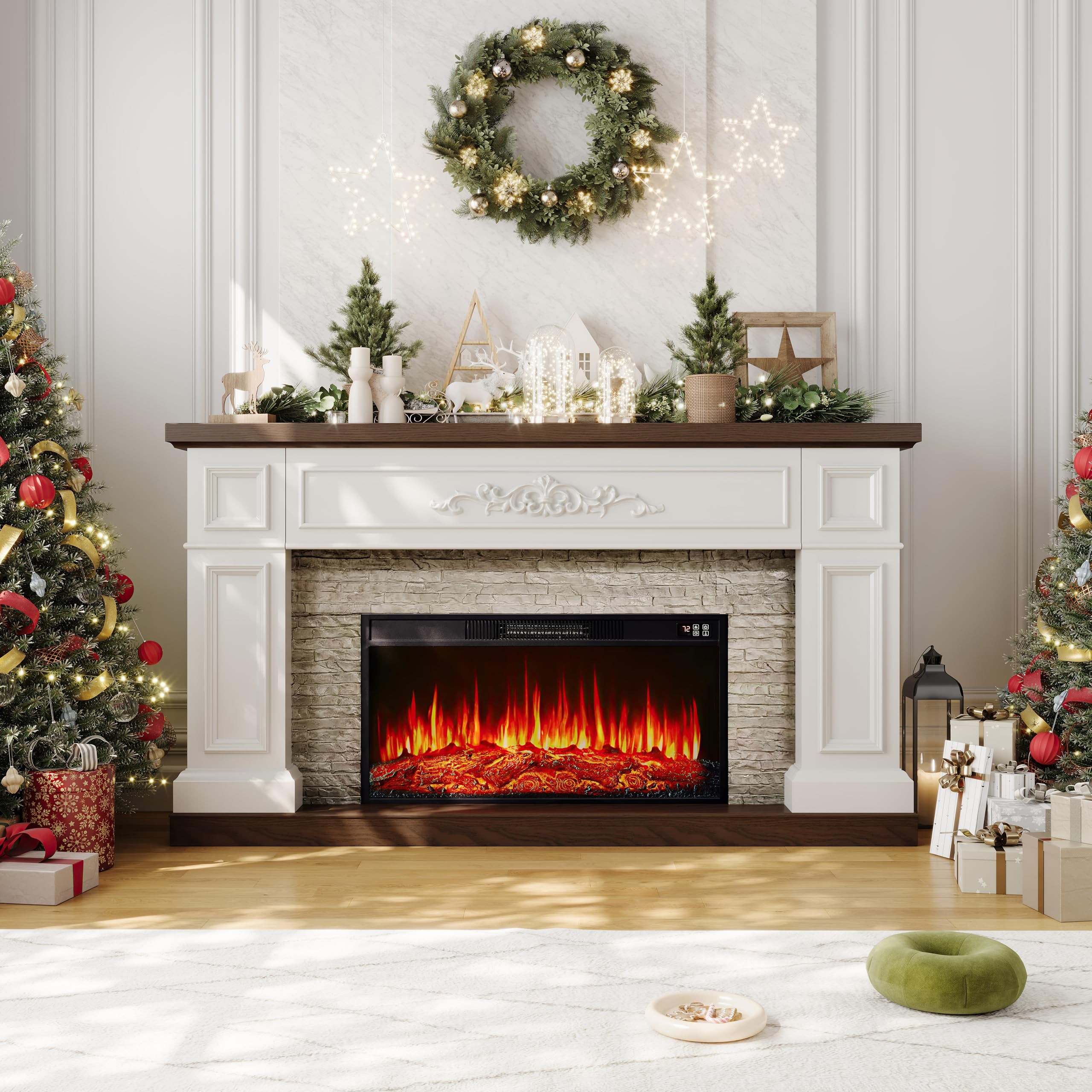 60" Electric Fireplace TV Stand with Mantel
