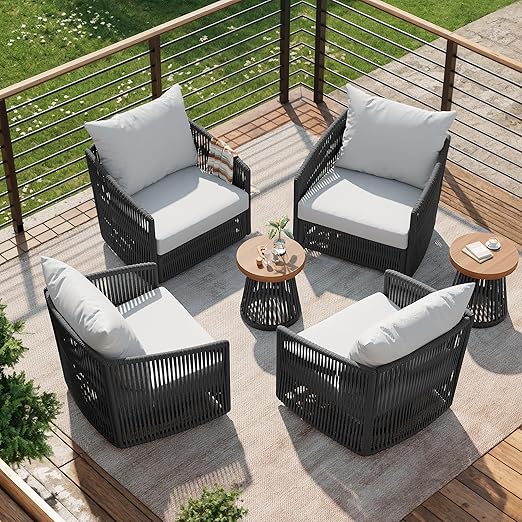 3-Piece Patio Swivel Bistro Set with Coffee Table