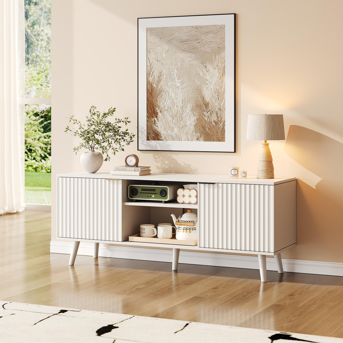 55 Inch Fluted TV Stand with Storage