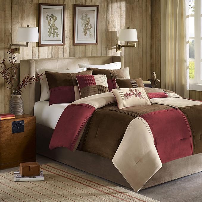 Pieced Suede Comforter Set King 7 Piece