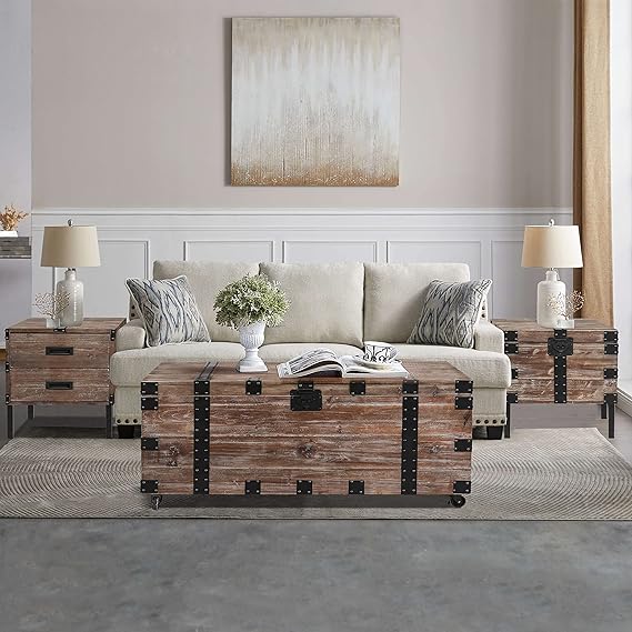 Vintage Reclaimed Fir Wood Storage Trunk