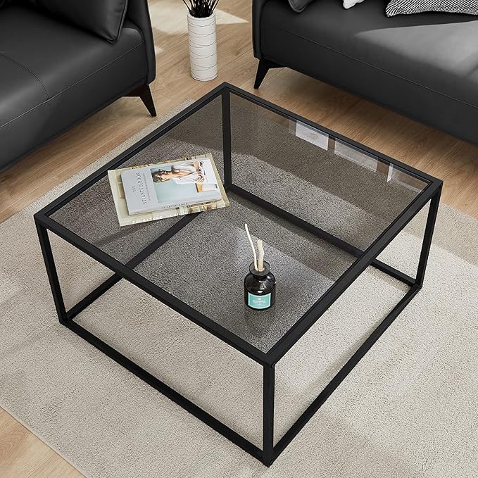 Black Glass Square Coffee Table