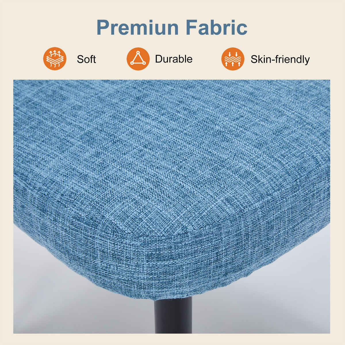 Modern Fabric Dining Chairs Set of 4 - Blue Upholstered Kitchen Chairs