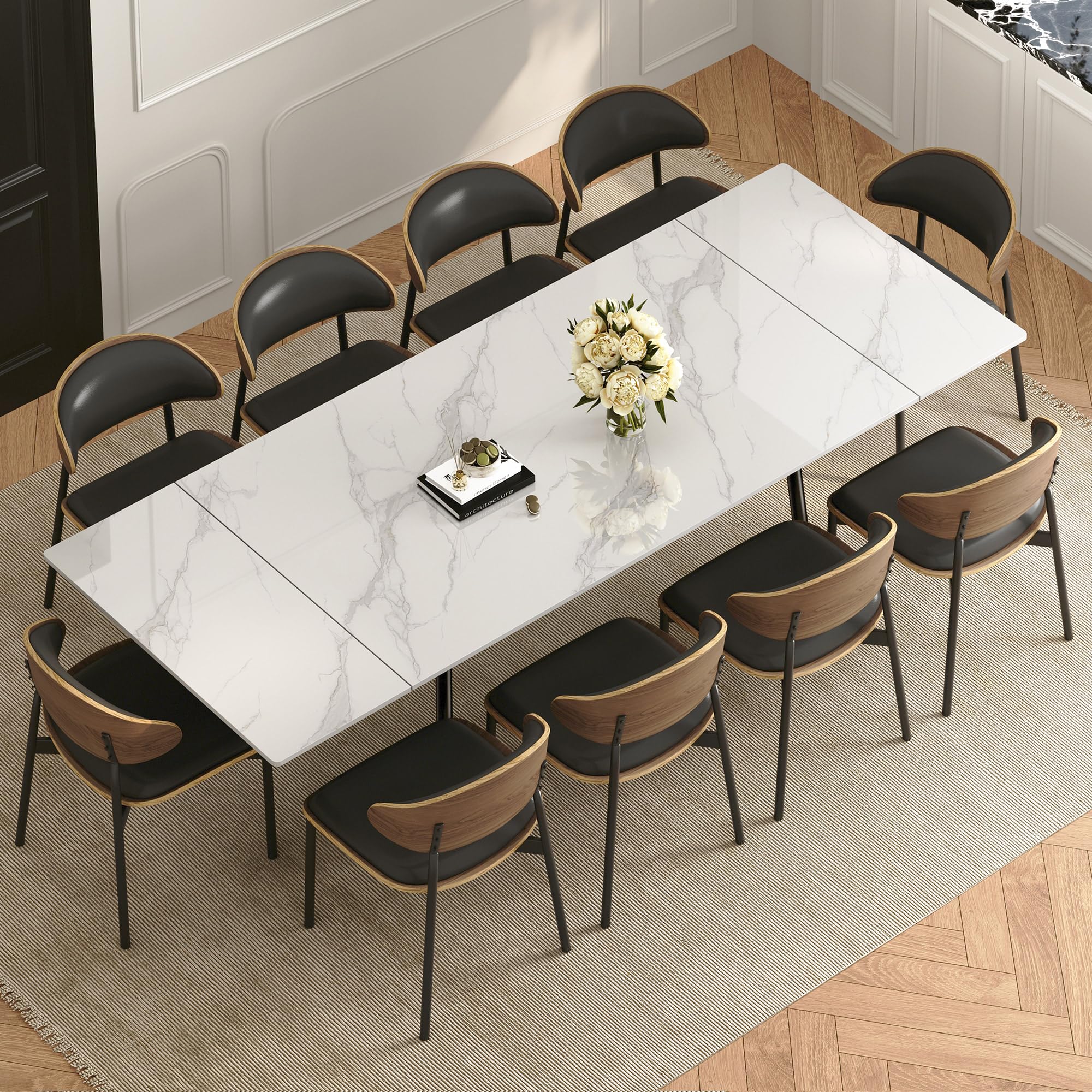 Modern Extendable Dining Table for 6-10 Seats