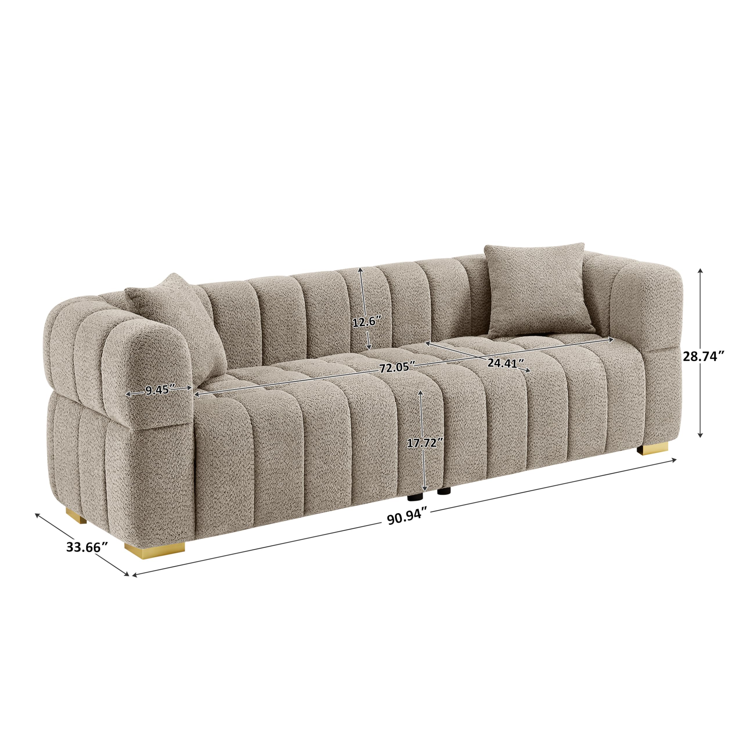 90.94" Cloud Sofa Couch - Modern Deep Seat Boucle 3-Seater Loveseat