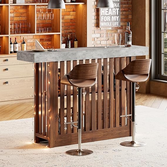 63" Counter Height Bar Table with Storage Shelves