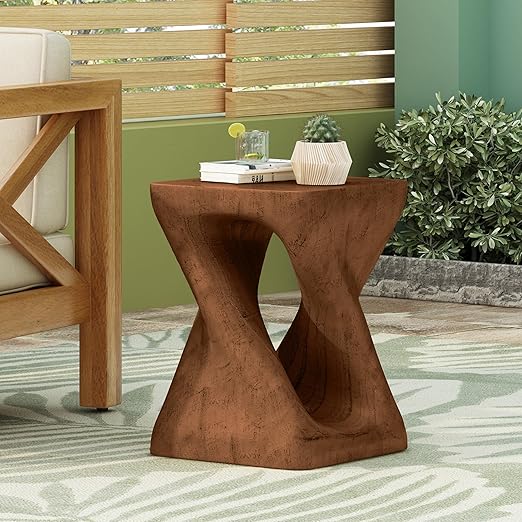 Spiral Twist Outdoor Accent Table Grey