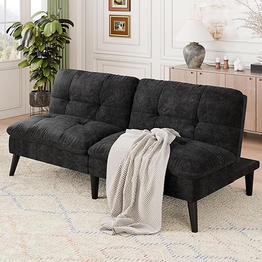 Convertible Futon Sofa Bed with Adjustable Backrest