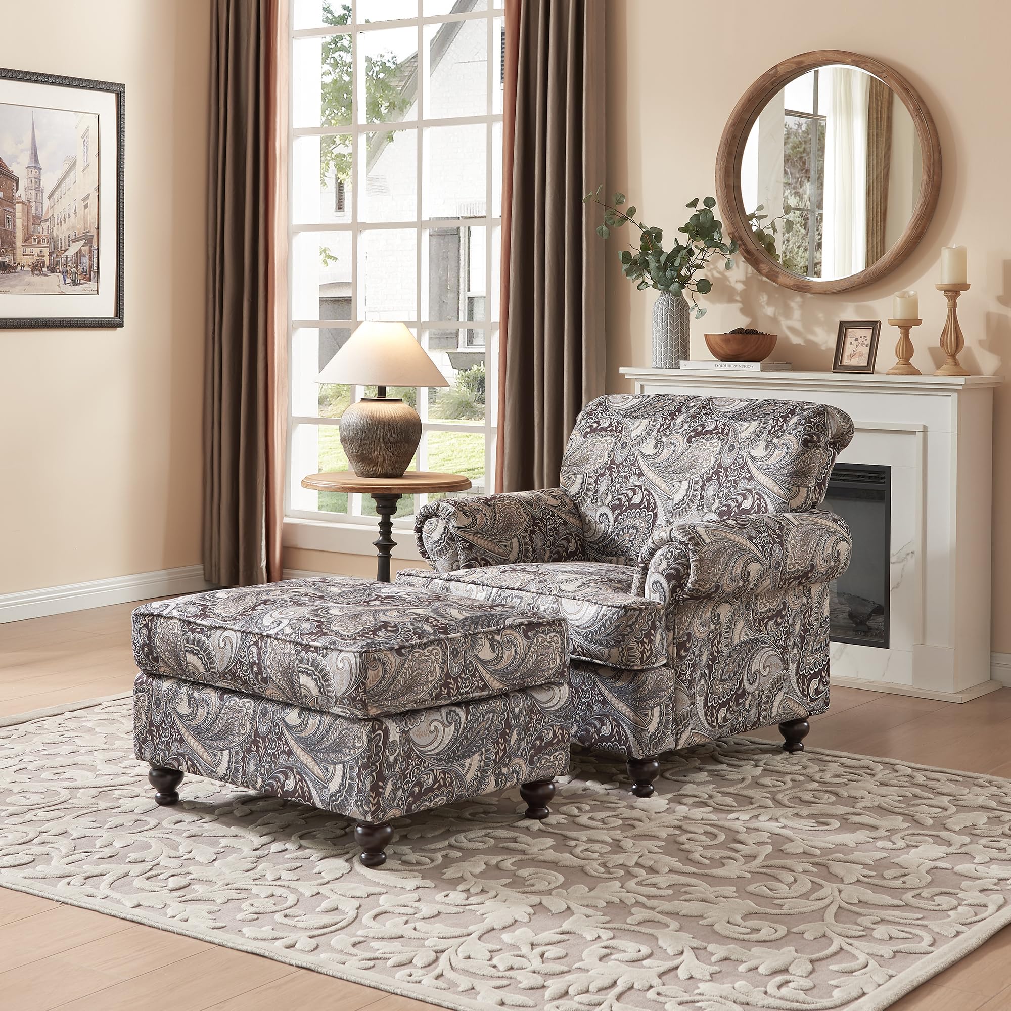 3-Piece Chenille Living Room Set with Nailhead Trim