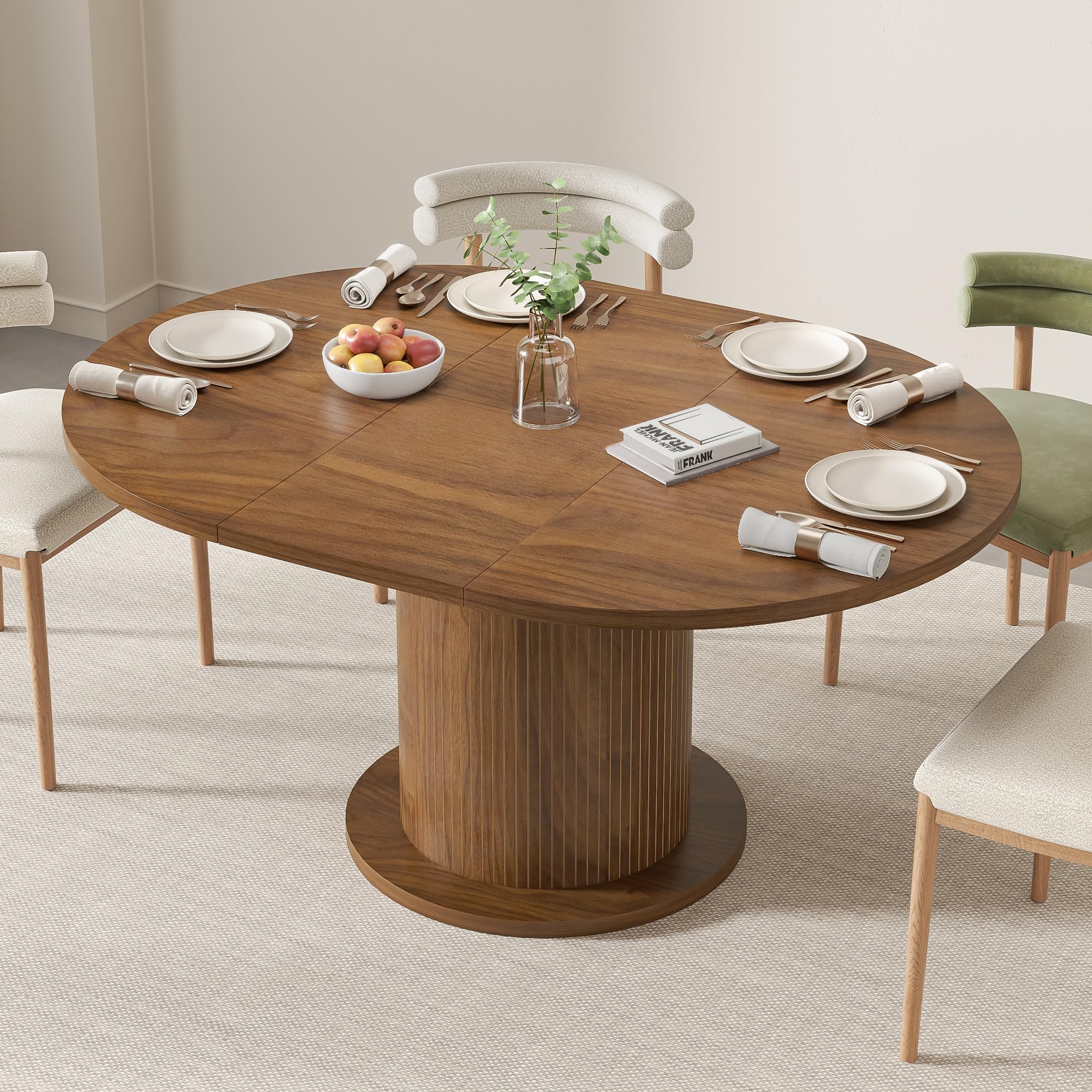 Adjustable Round Dining Table for 4-6
