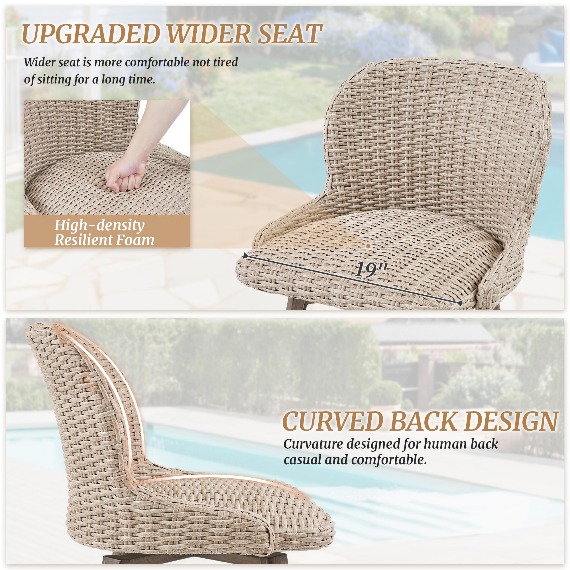 Outdoor Swivel Bar Stools Set of 4 - 27" Counter Height