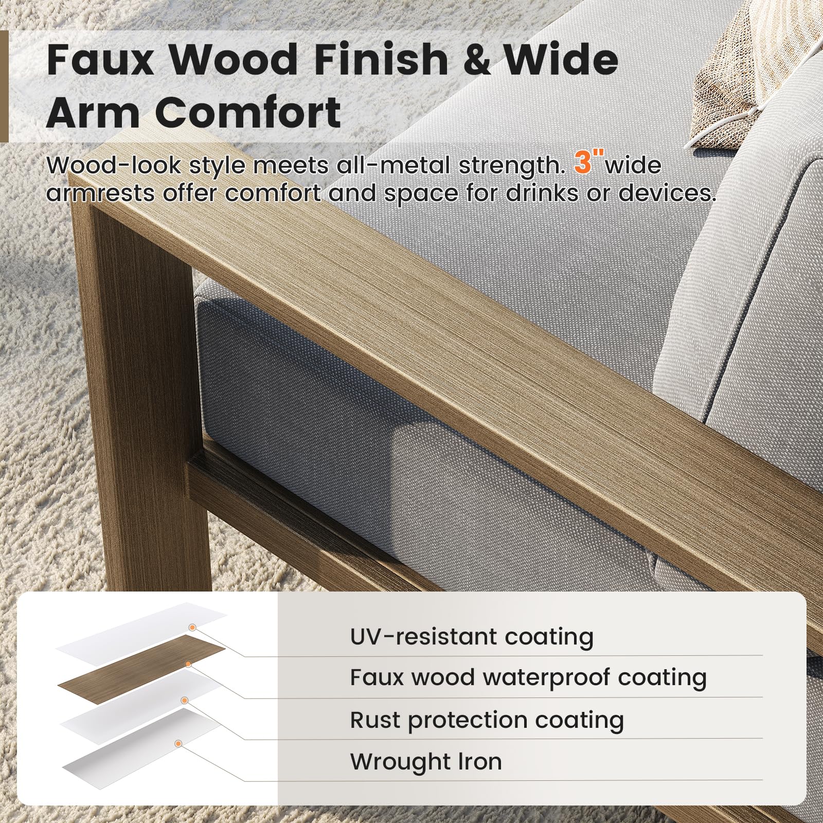 6 Piece Outdoor Sectional Sofa Set with Coffee Table