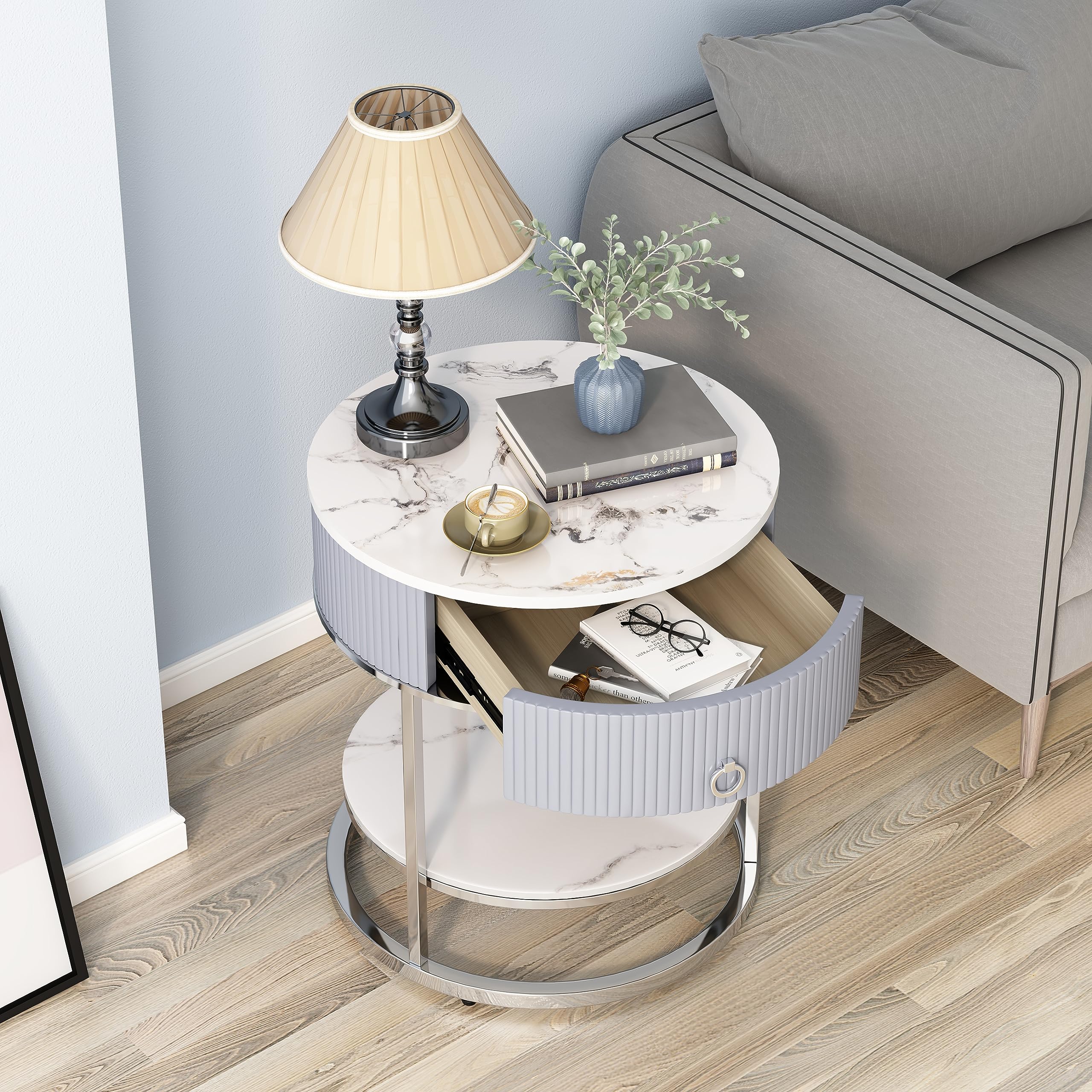 End Table with Drawer and Sintered Stone Top