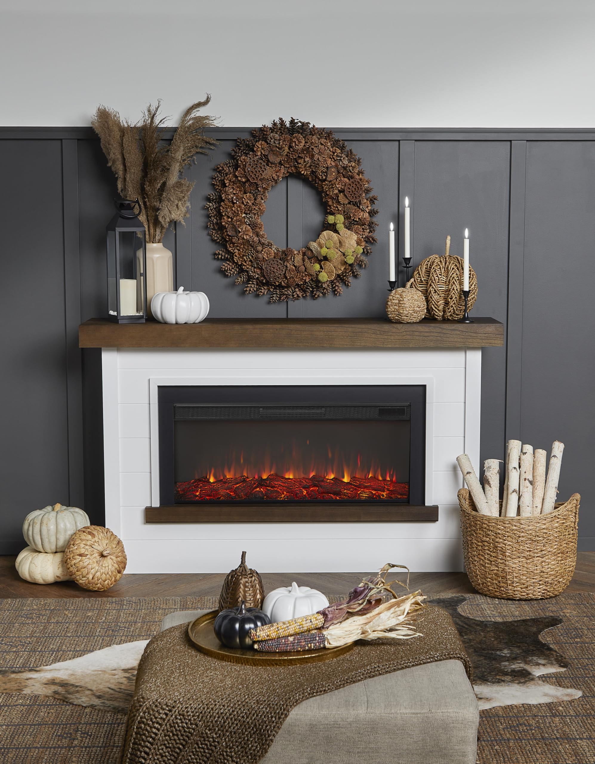 67" Landscape Electric Fireplace with Mantel