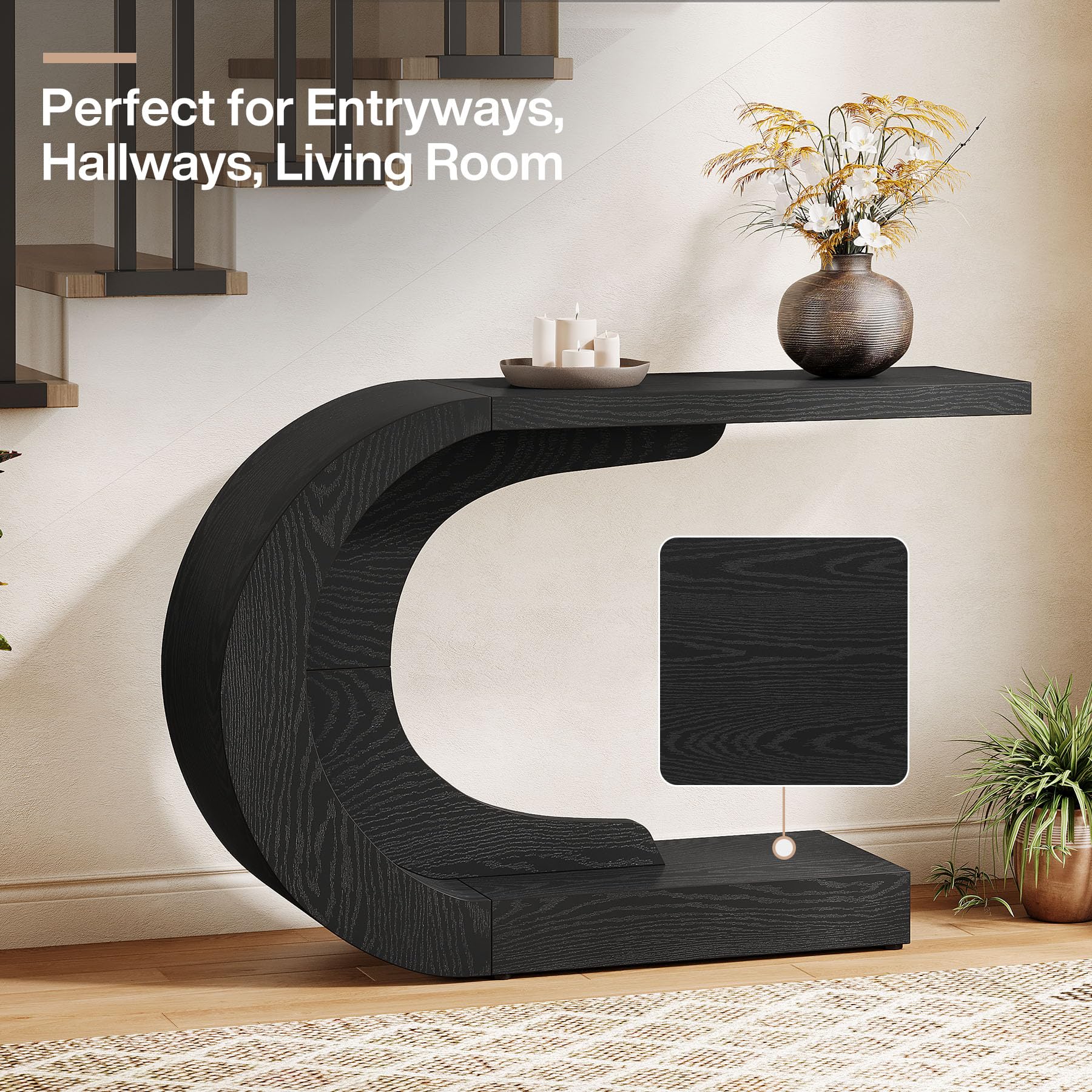 Mid-Century Modern C-Shaped Console Table