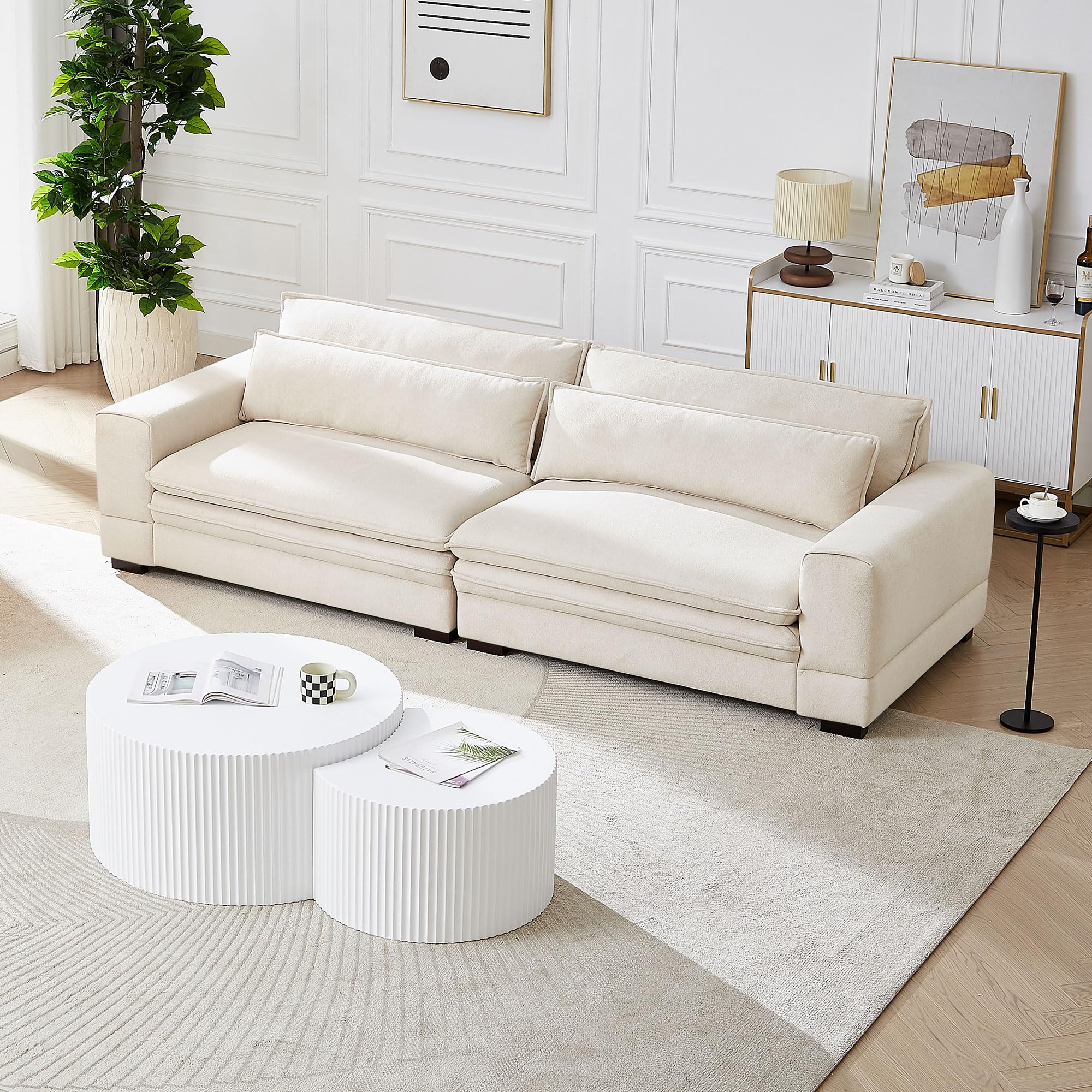 White Round Nesting Coffee Table Set of 2