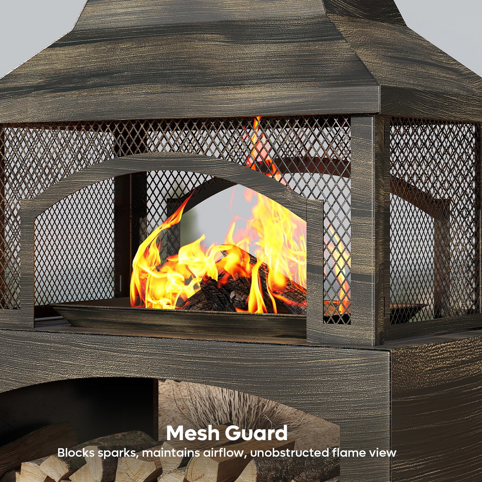 37" Outdoor Wood Burning Fire Pit with Poker and Cover