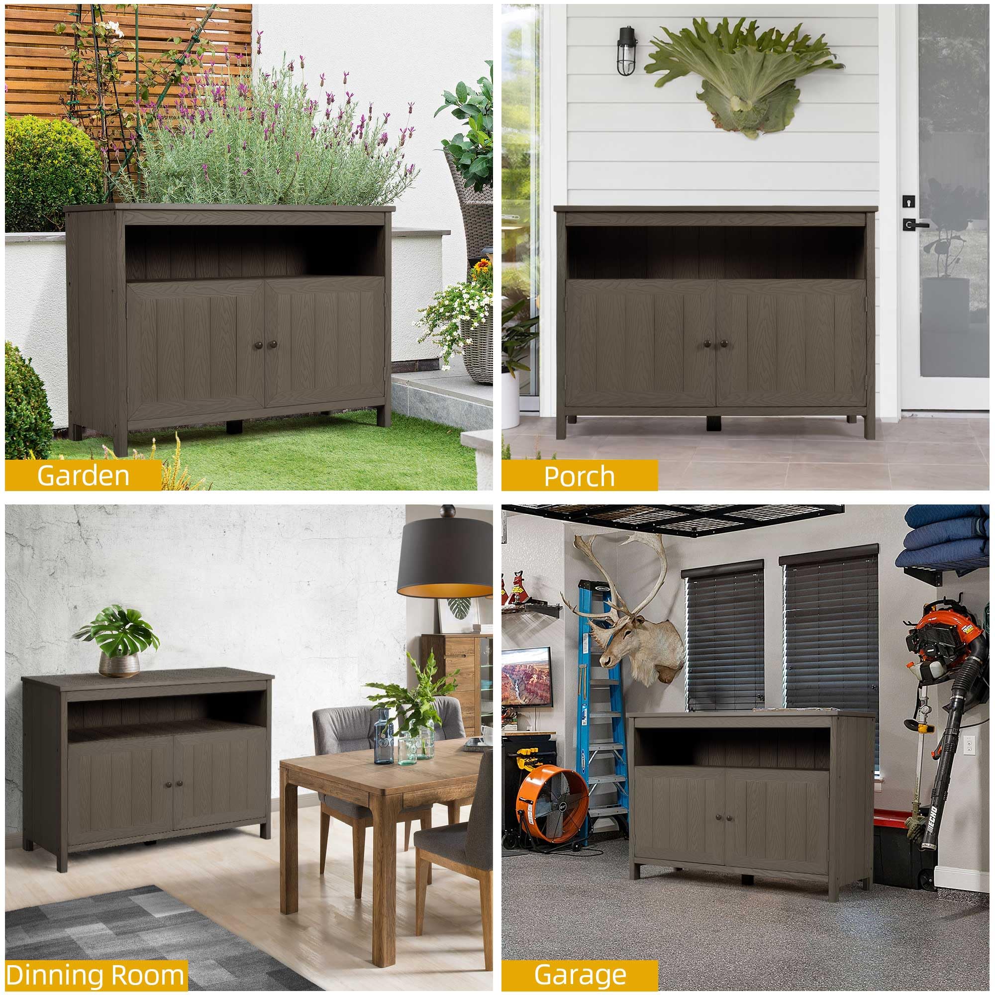 Outdoor Sideboard Storage Cabinet with Shelves