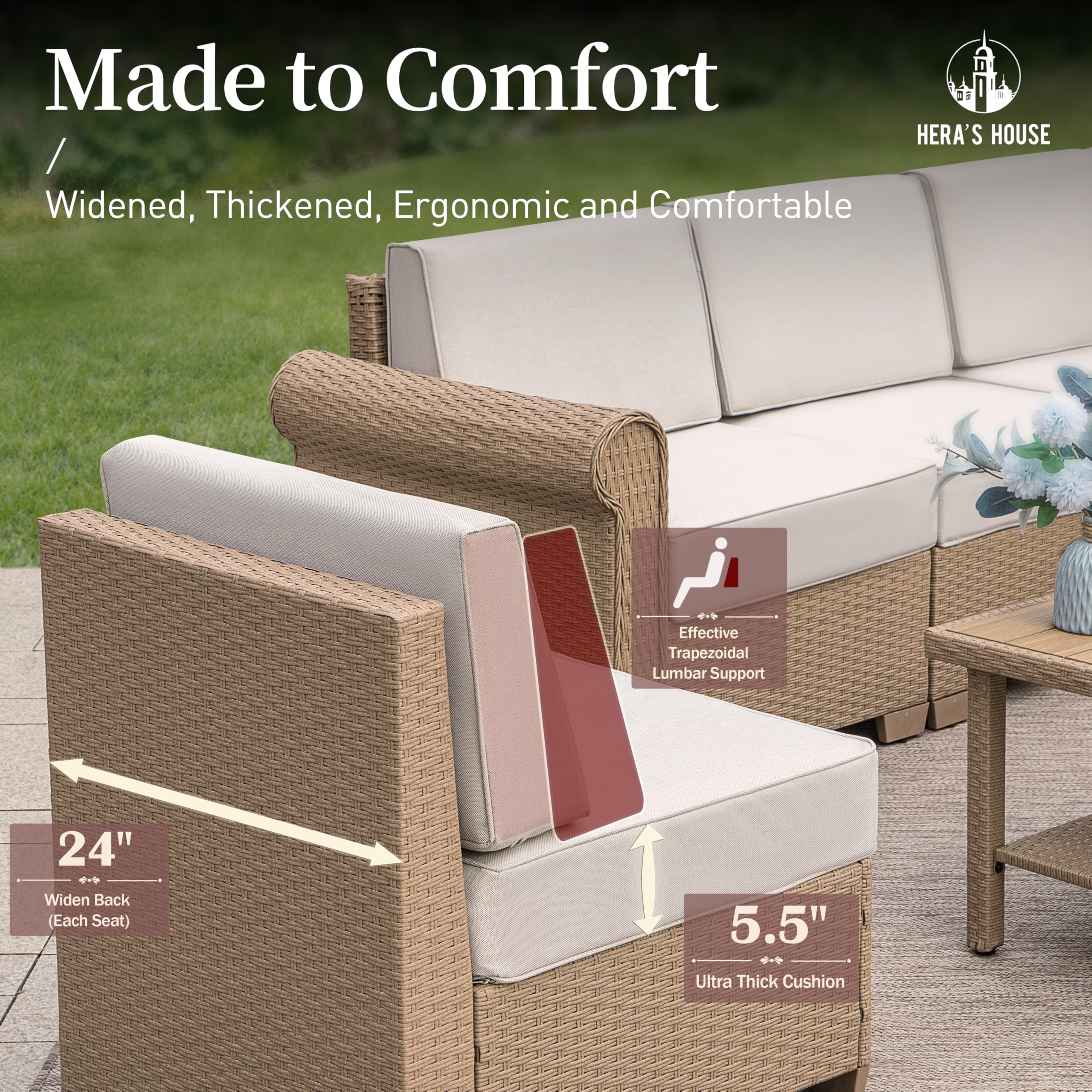6 Piece Outdoor Sectional Sofa Set with Coffee Table