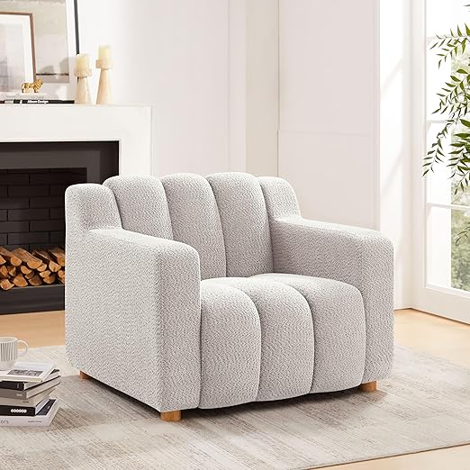 Oversized Boucle Accent Chair with Armrests