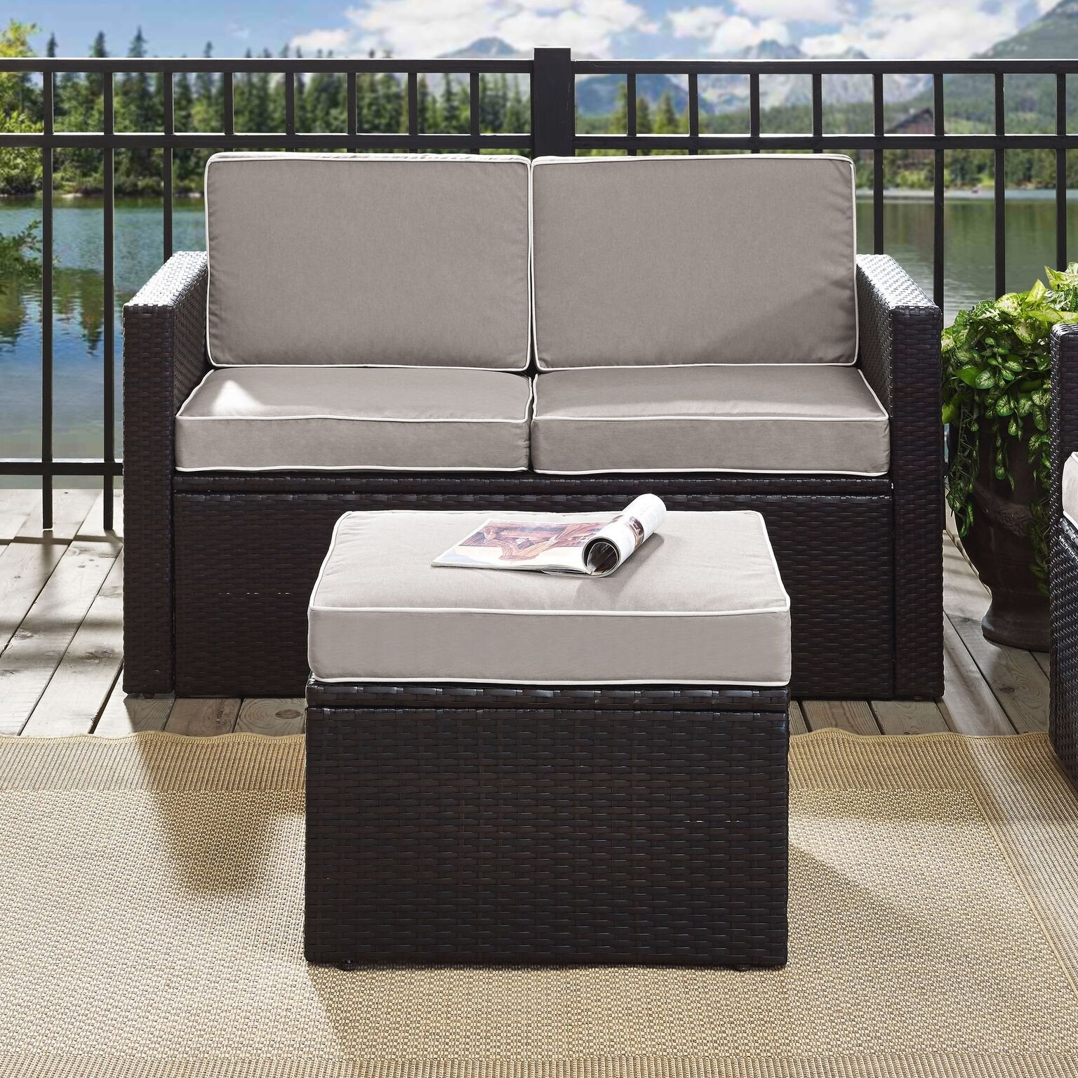 All-Weather Wicker Outdoor Ottoman