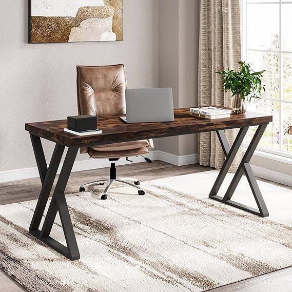 55 Inch Writing Computer Desk with Z-Shaped Metal Leg