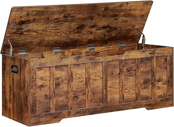 Extra Large Storage Bench with Safety Hinges