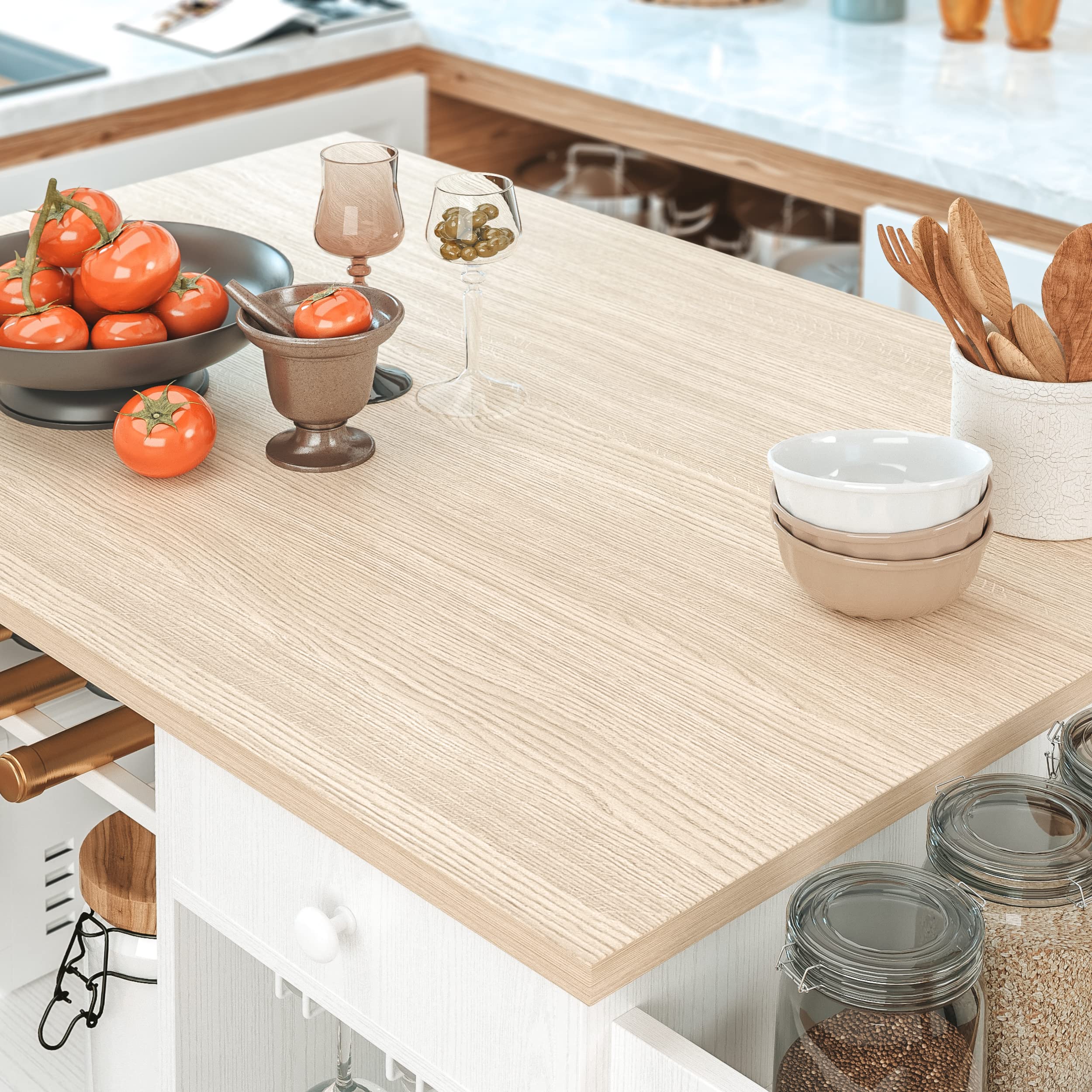 Kitchen Island Cart with Drop-Leaf and Wine Rack