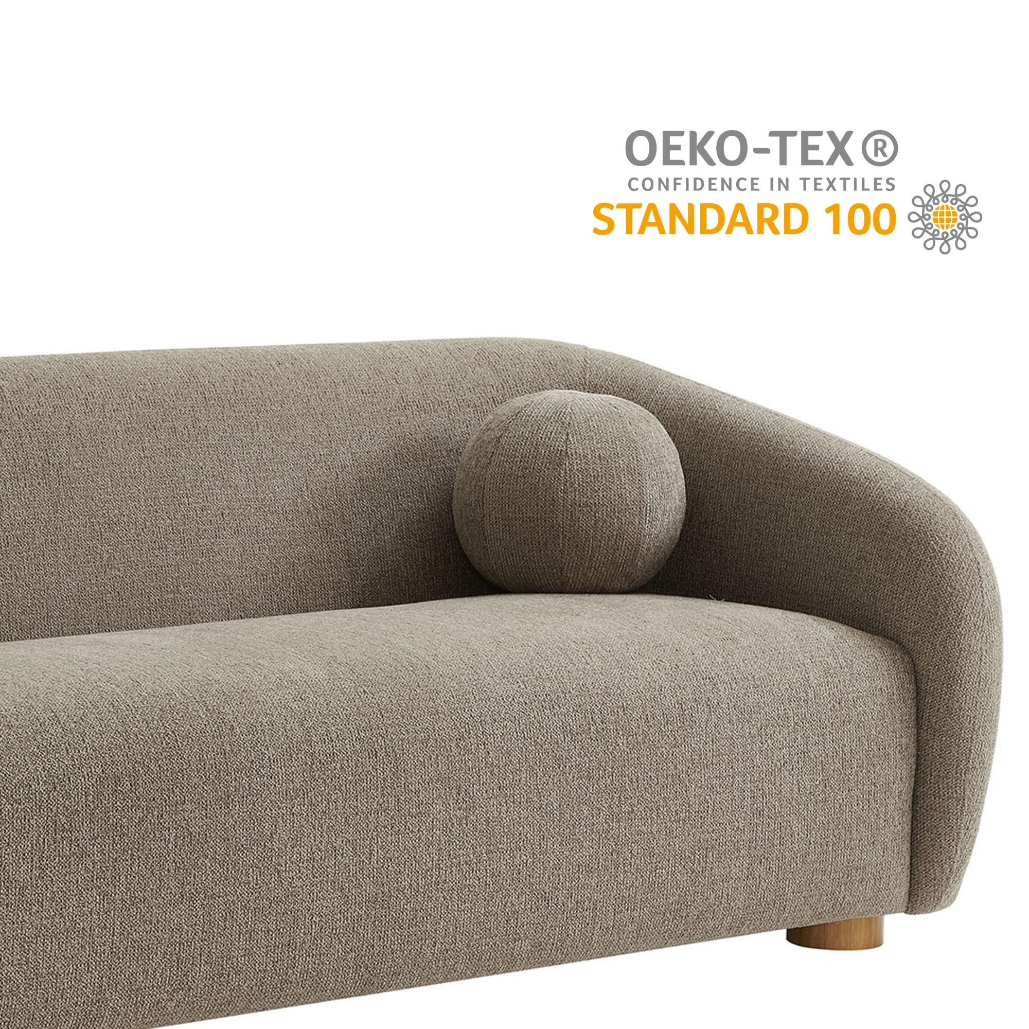 85 Inch Curved Back Sofa with Ball Throw Pillows