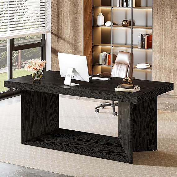 63-Inch Executive Desk with Heavy Duty Pedestal