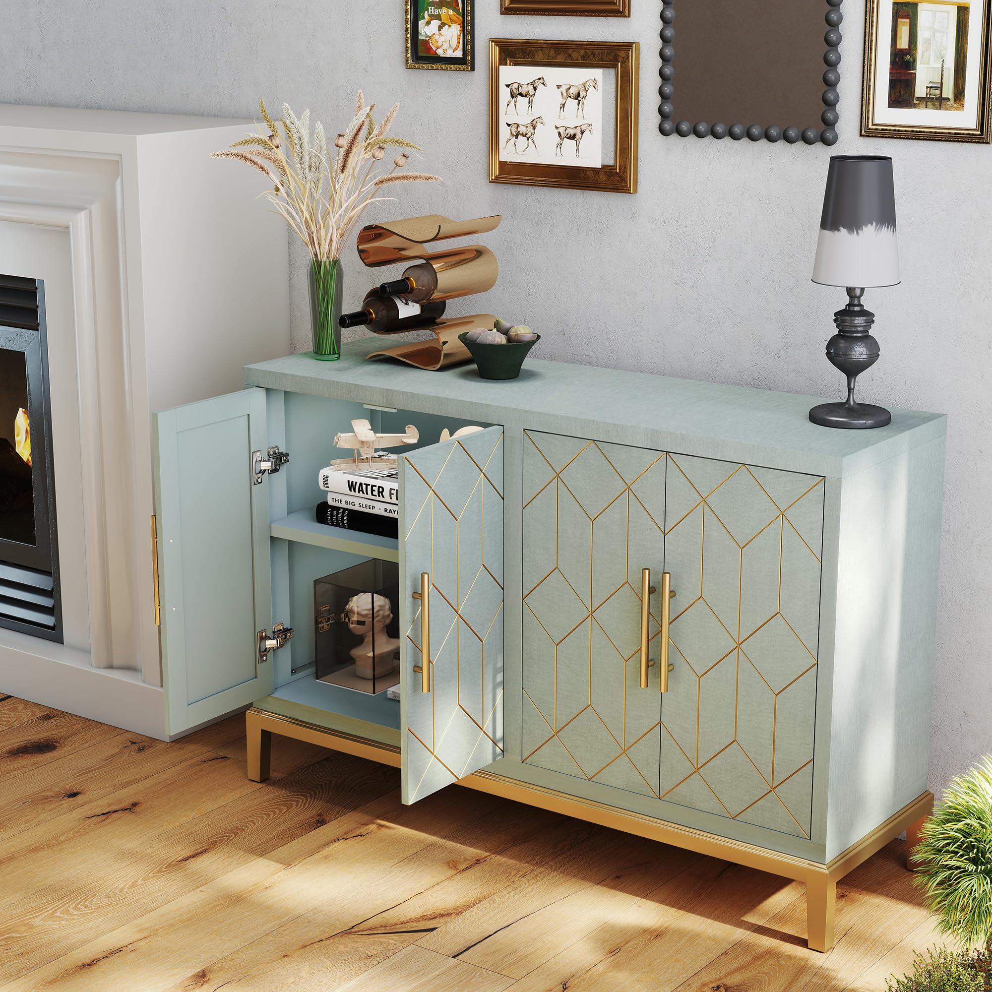 Modern Accent Storage Cabinet with 4 Doors