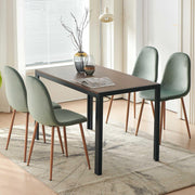 5-Piece Dining Table Set for 4 with Green Velvet Chairs