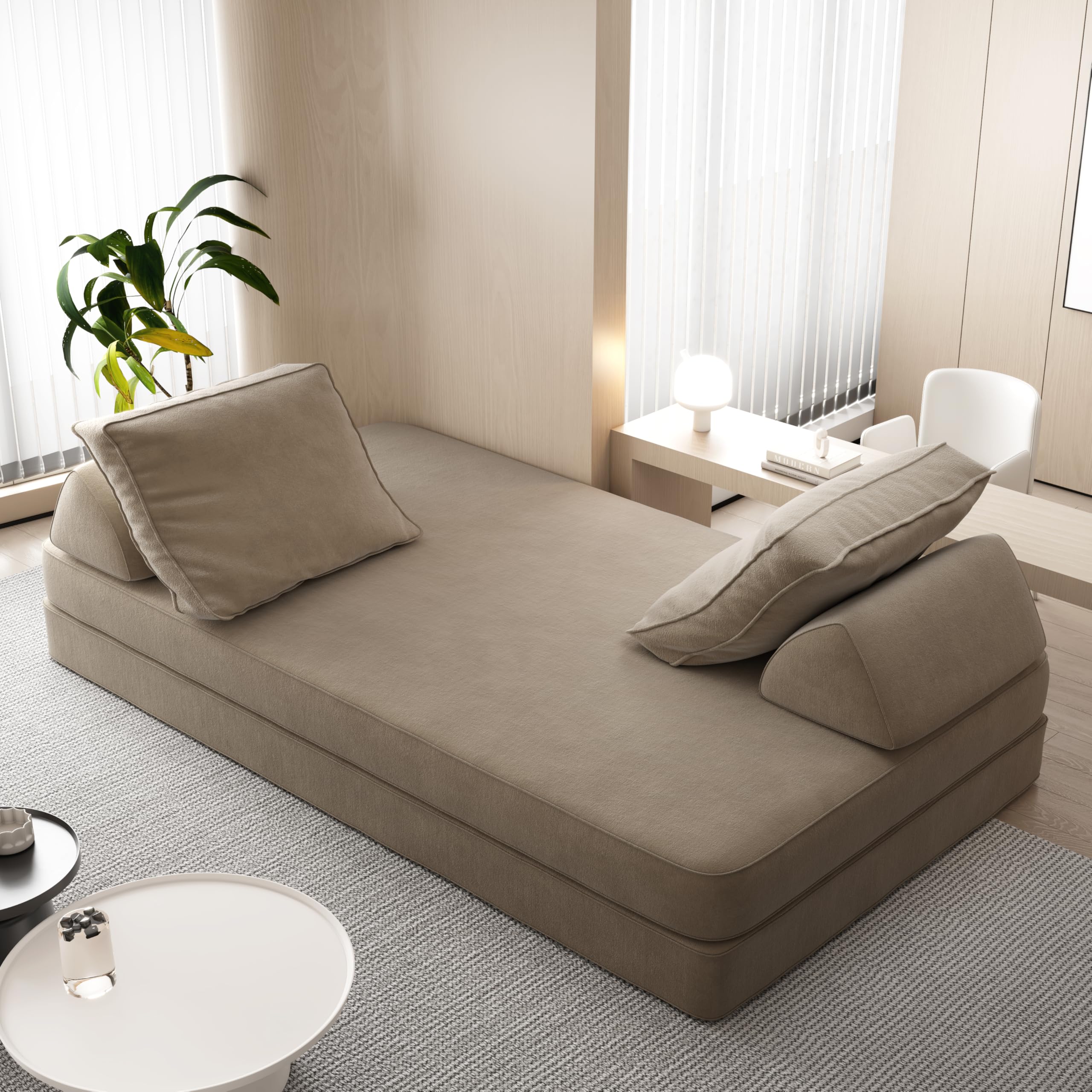 Convertible Floor Sleeper Sofa Bed with Adjustable Backrests