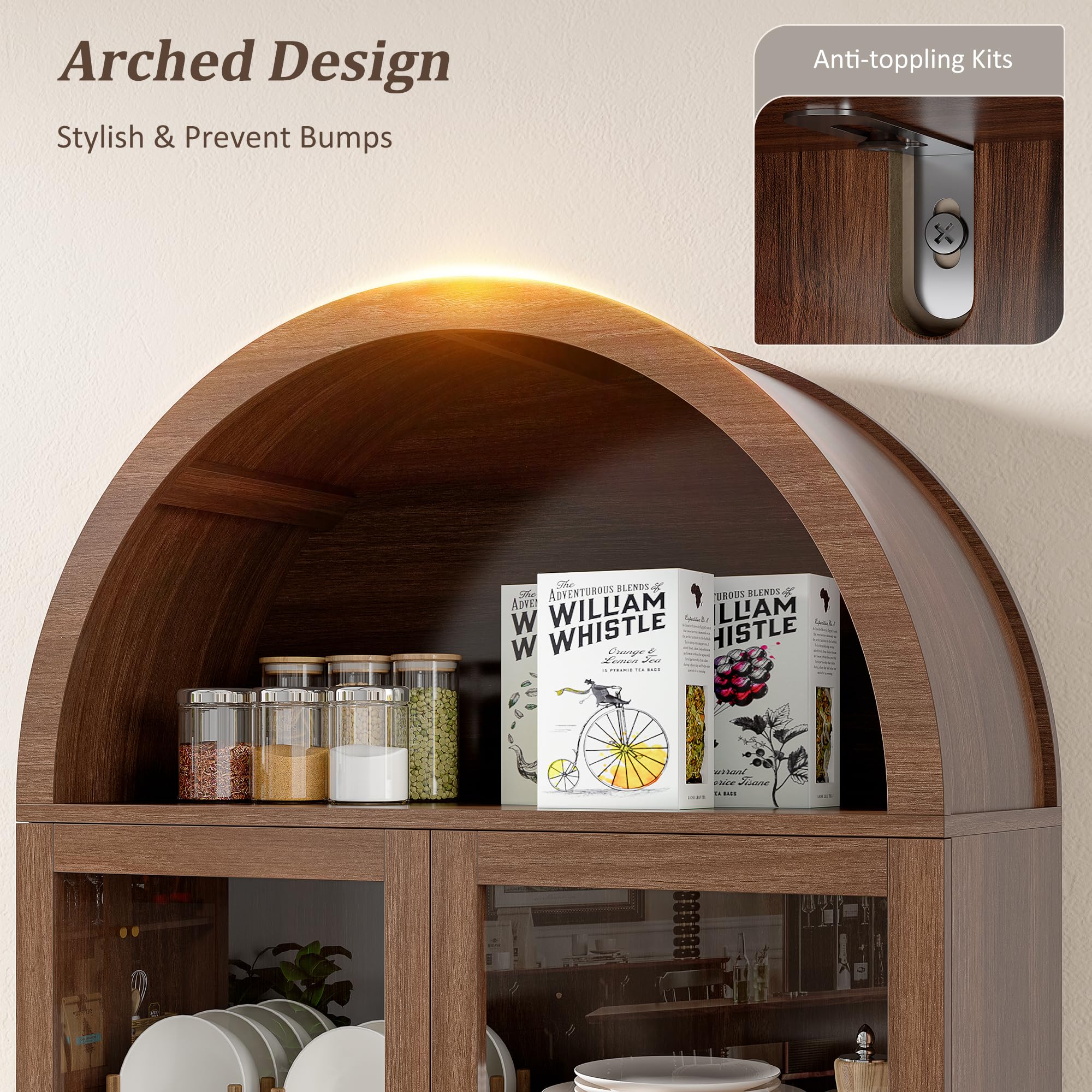 Tall Kitchen Pantry Storage Cabinet with Sliding Door