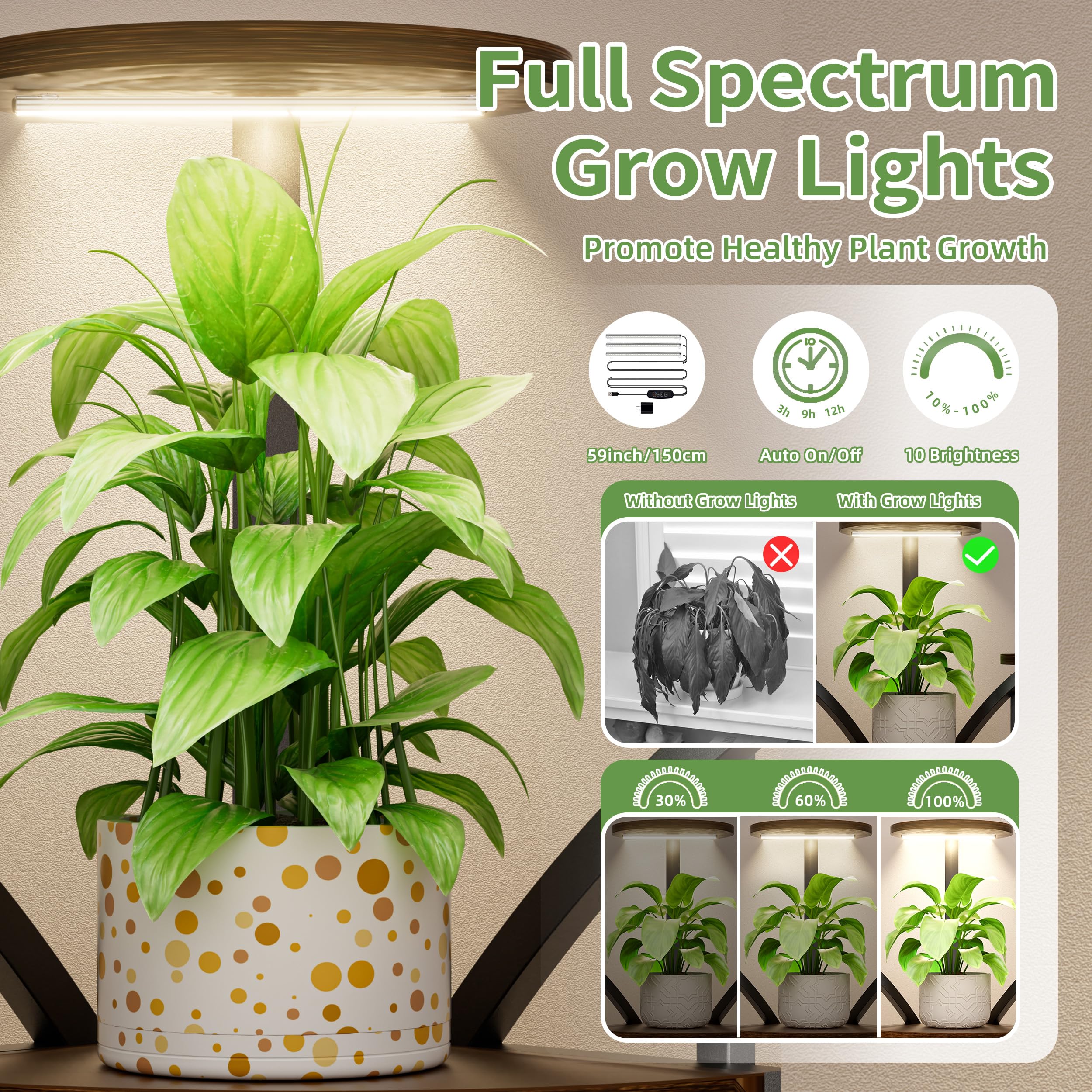 11-Tier Corner Plant Stand with Grow Lights