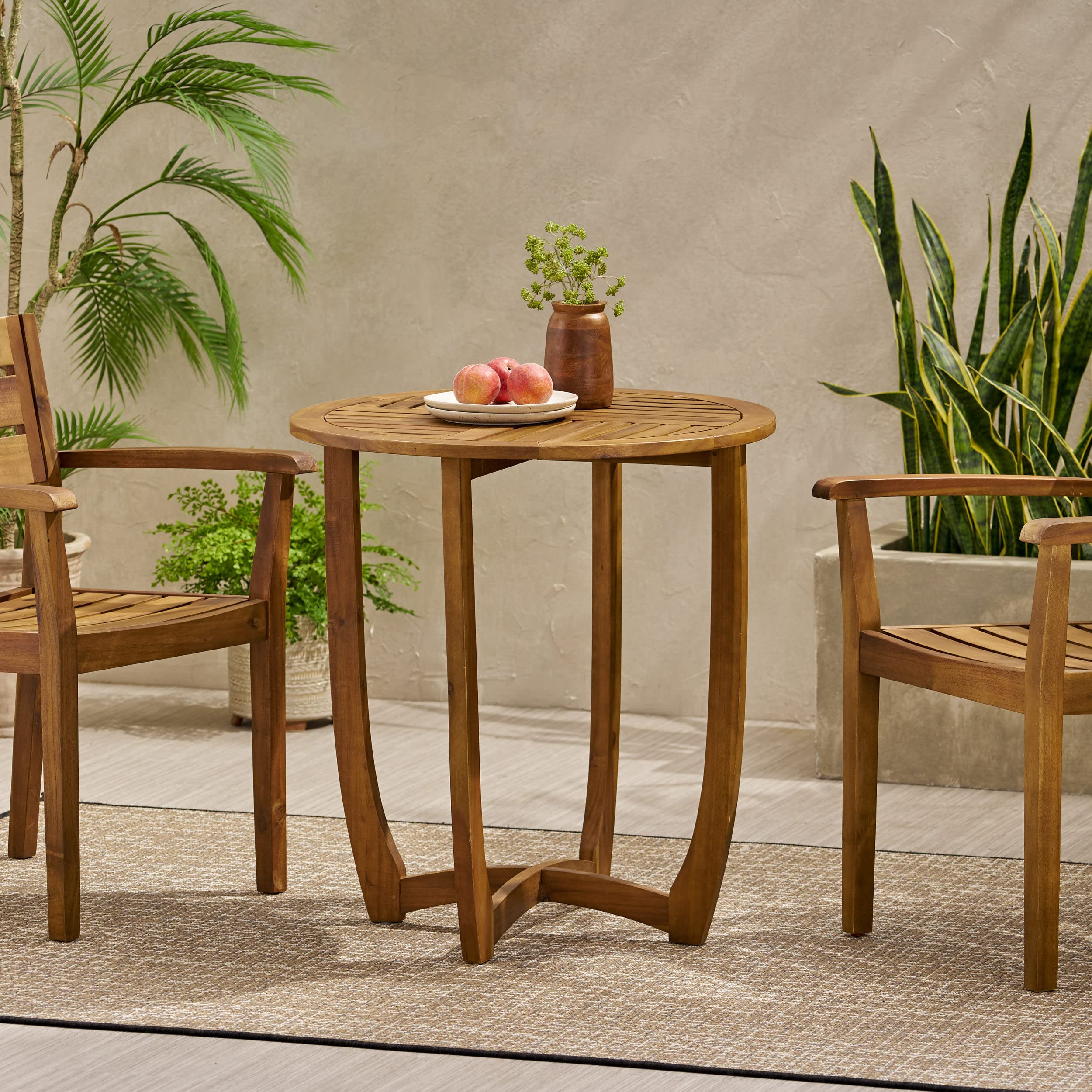 Carina Accent Round Table - Teak Finish