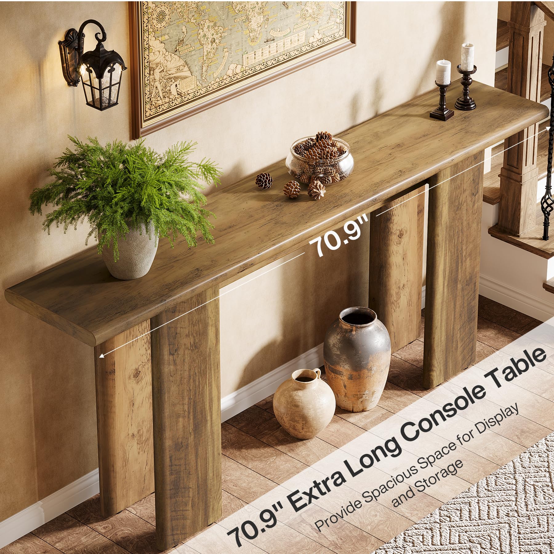 70.87" Extra Long Console Table Mid-Century Modern Entryway Sofa Table