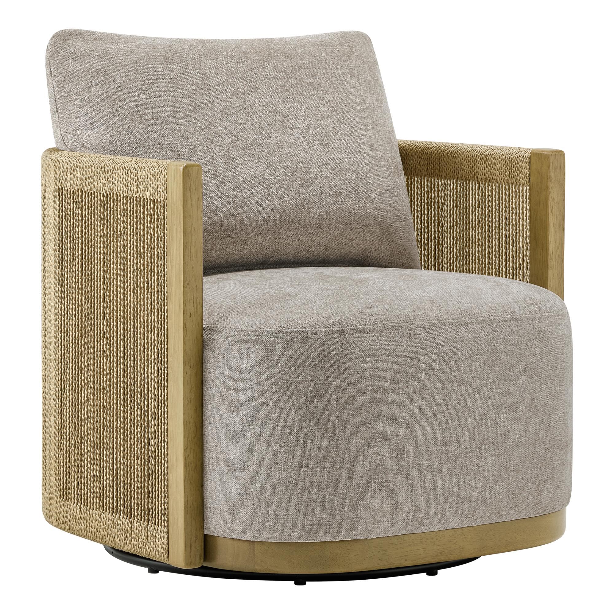 Braid Swivel Accent Chair with Paper Cord and Wood Frame