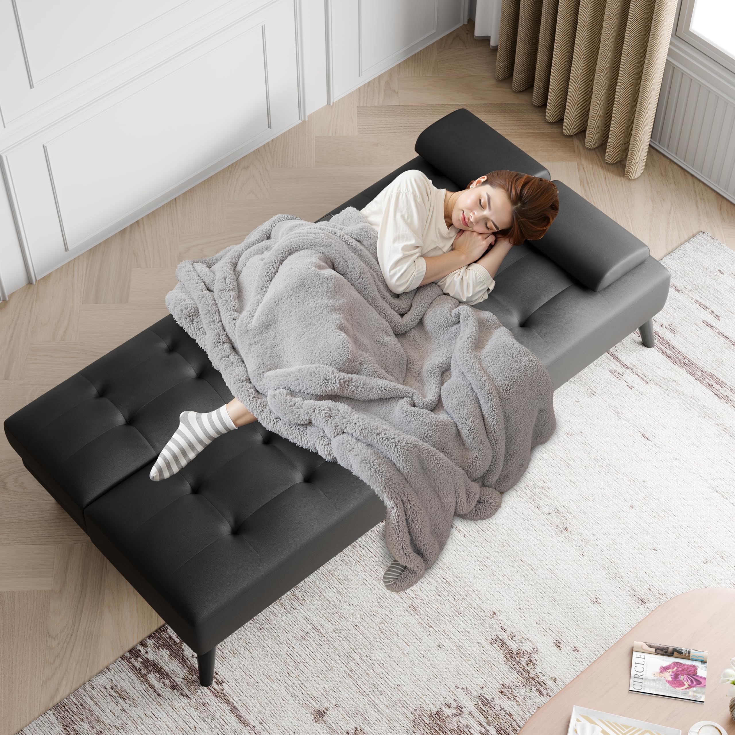 Convertible Futon Sofa Bed with Adjustable Recliner