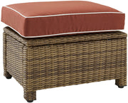 Bradenton Wicker Outdoor Ottoman with Sangria Cushions