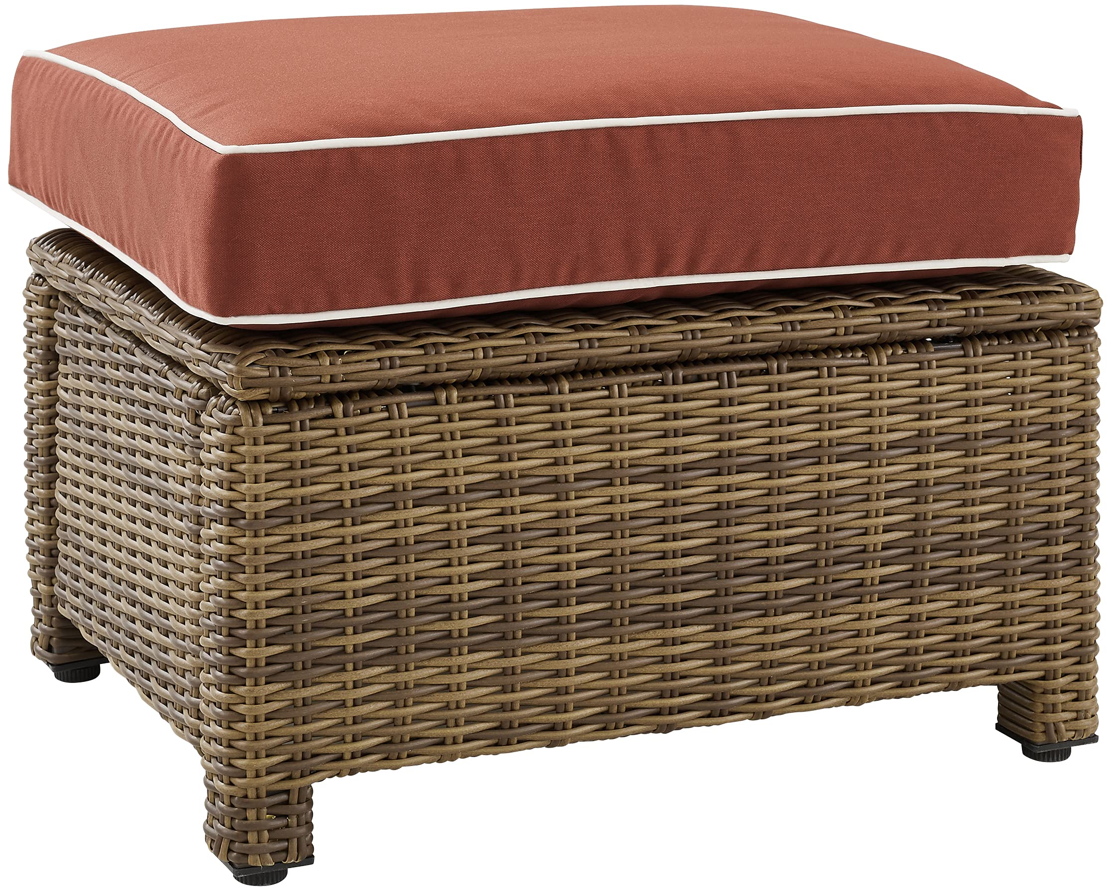Bradenton Wicker Outdoor Ottoman with Sangria Cushions