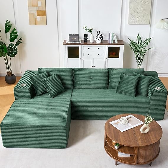 108" Modular Sectional Sofa with Deep Seat and Chaise