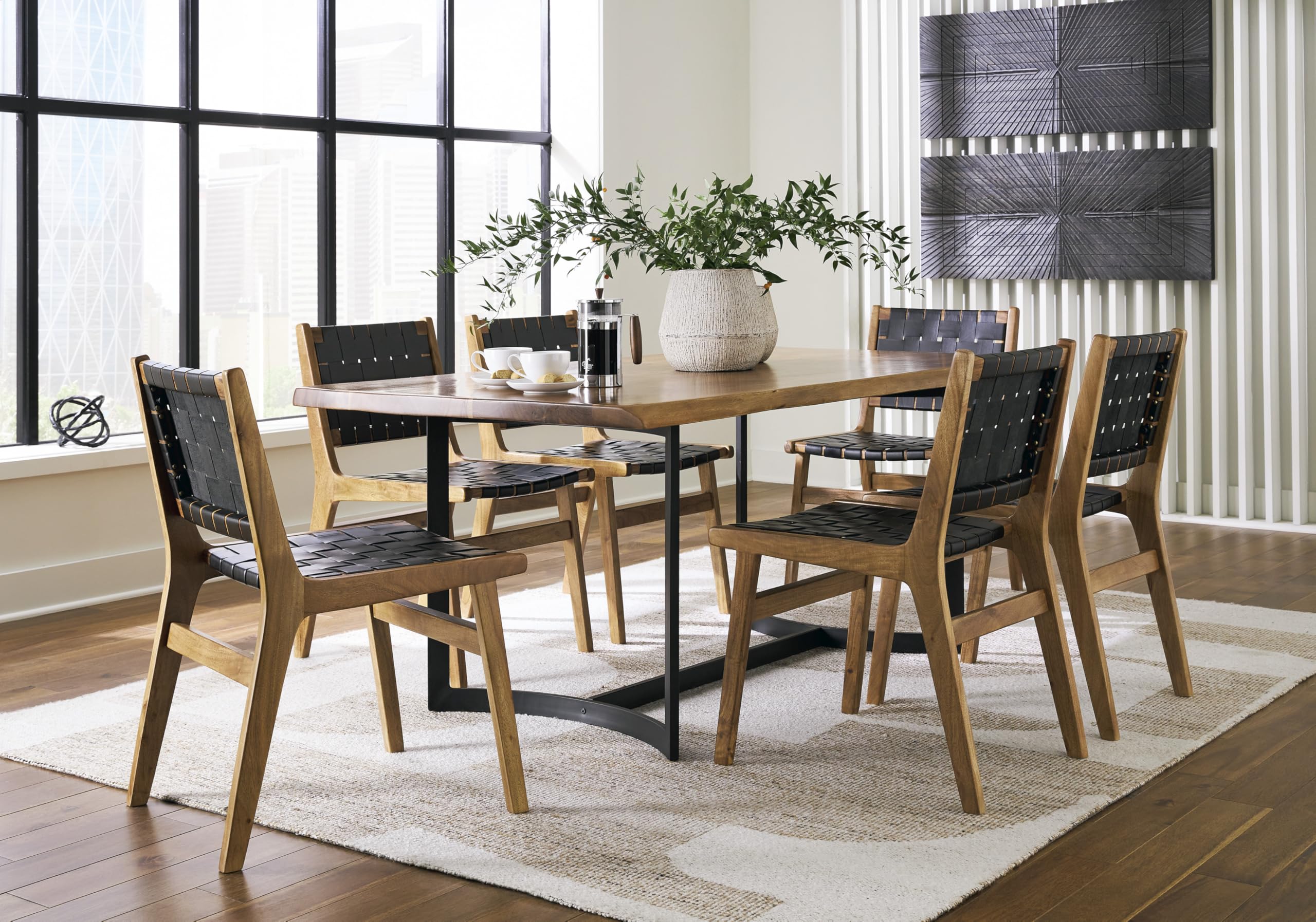Fortmaine Contemporary Dining Table with Natural Live Edge