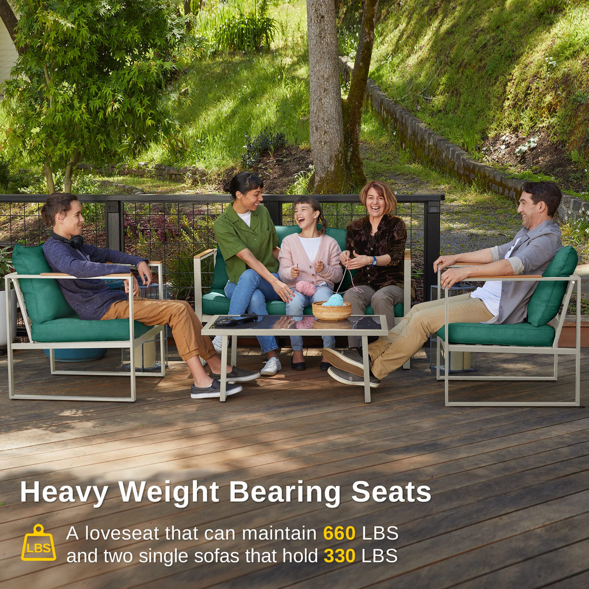 4-Piece Outdoor Patio Conversation Set with Deep Seating Cushions