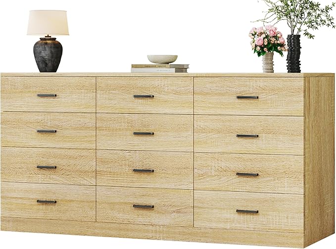 9 Drawer Dresser - 60 Inch Mid Century Modern TV Stand