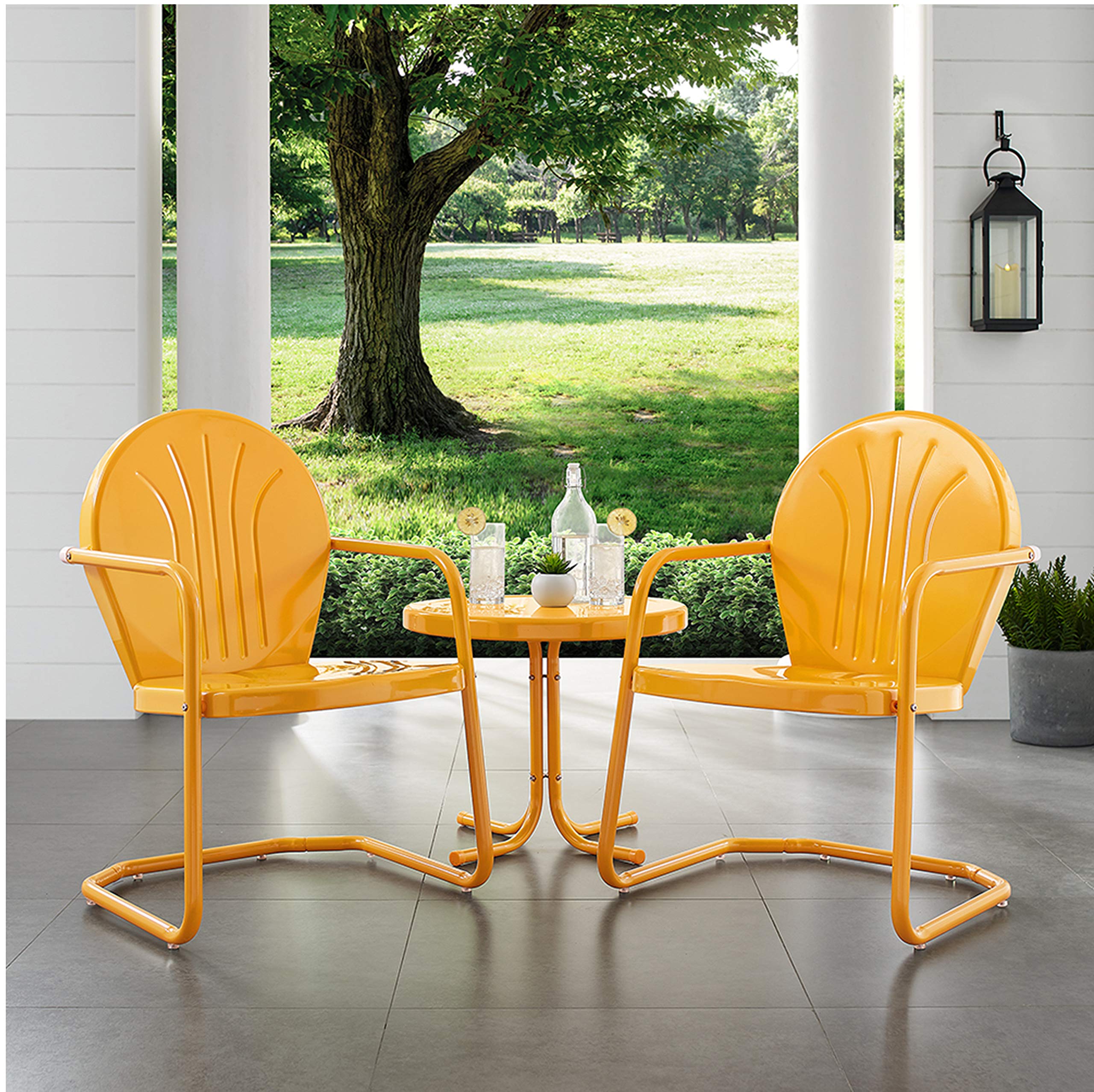 3-Piece Metal Outdoor Bistro Set with Chairs and Side Table